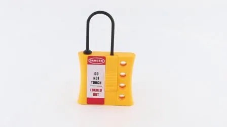 4つの鍵穴、黄色、3mmの薄いシャックル、合金エンジニアリングプラスチック、ロックアウト留め金